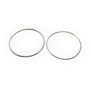Minimal Silver Tone Bangle Bracelet Set Classic Stackable Jewelry